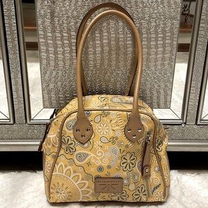 ISAAC MIZRAHI signature Bandana print yellow satchel handbag shoulder bag